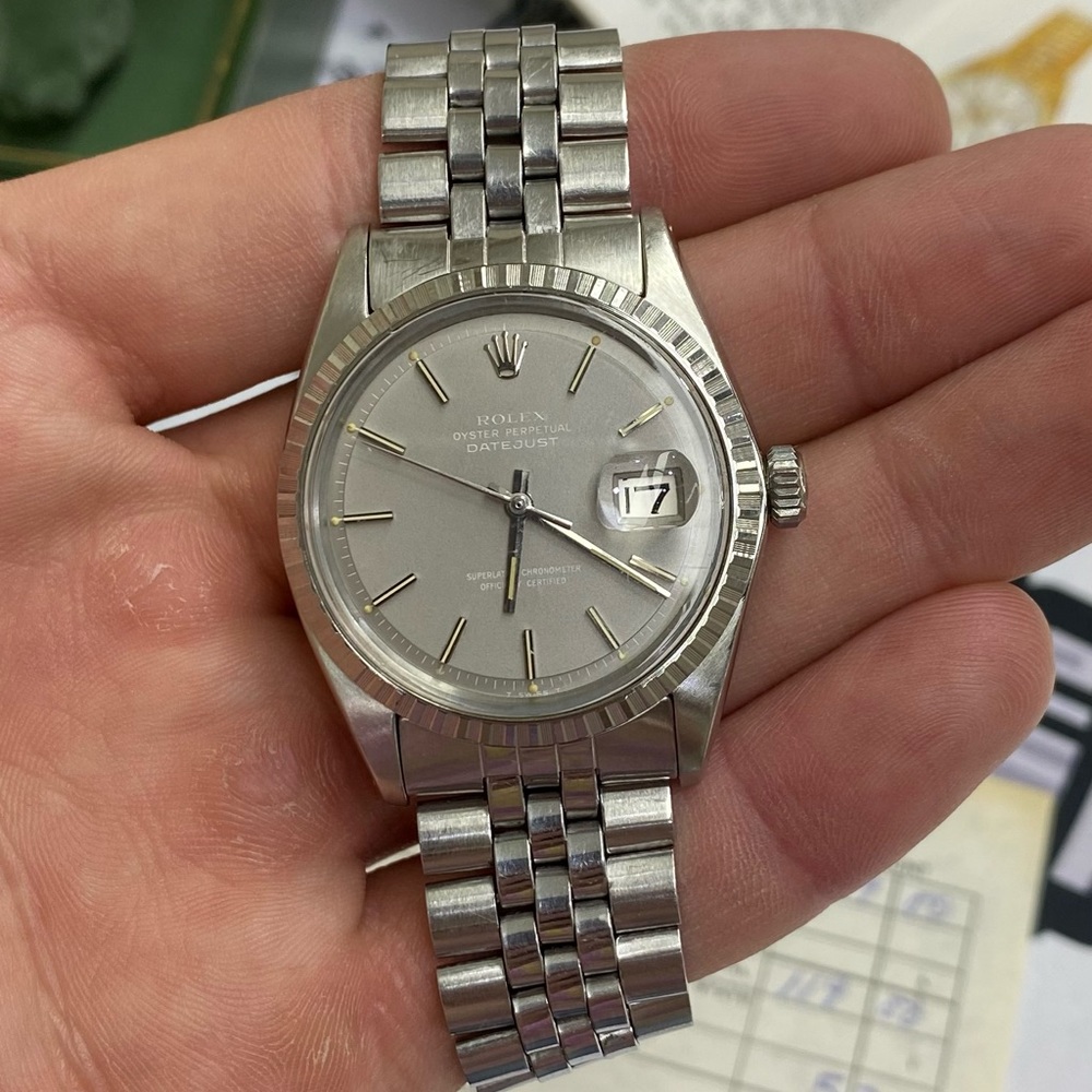 Vintage Rolex datejust ref 1603 ghost dial with box and papers very rare